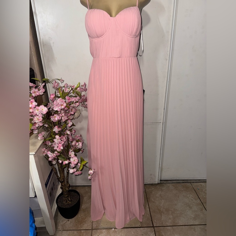 Lulus Admirable Elegance Light Pink Pleated Bustier Maxi Dress - Size xl